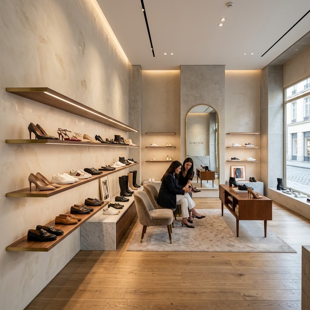Boutique Ayakkabı Teşhir Rafı ve Özel Masalar